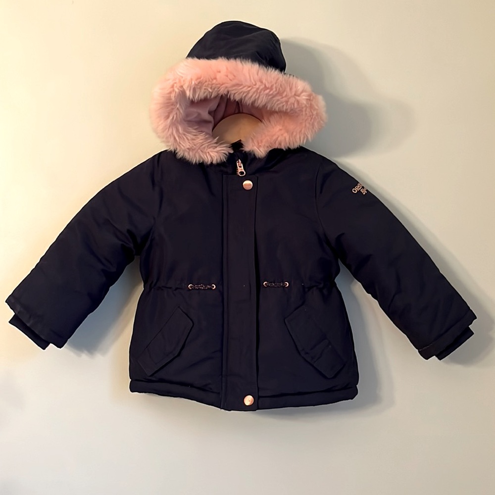 OshKosh Toddler Girl 2T Navy Fleece Lined Coat